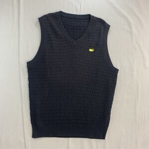 Augusta National Golf Shop Large Black Cotton Masters Sweater Vest VTG